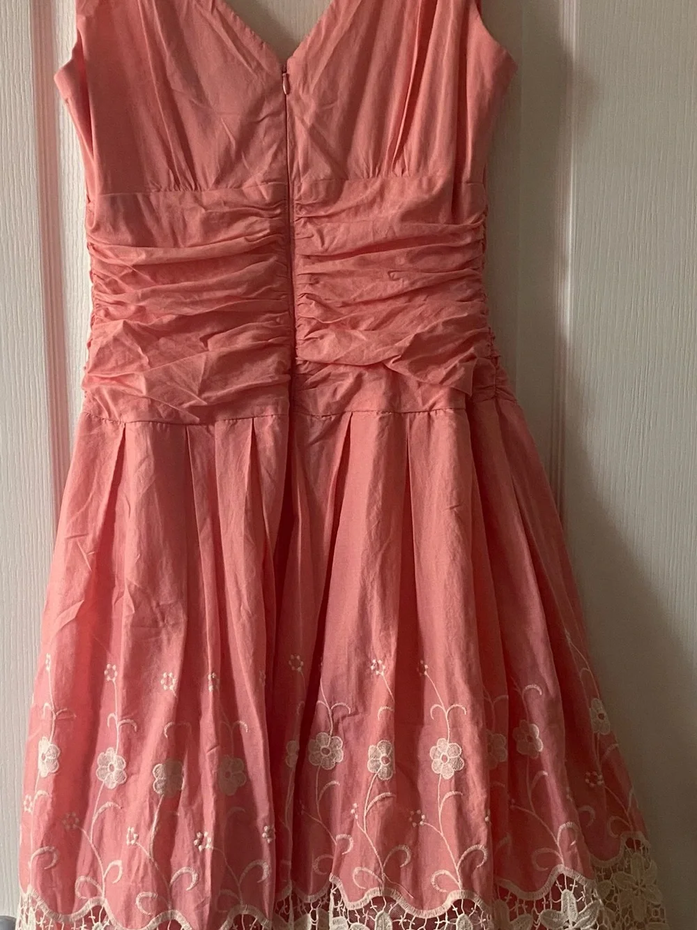 Cottage Core Gorgeous Cotton Floral Lace SLNY Fit & Flare Fairy Feminine Dress - Picture 6 of 11